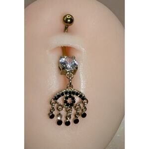 Evil Eye Hanging Belly Button Naval Ring Stainless Steel 1.6mm